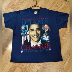 Barack Obama "Change We Can Believe In" graphic t-shirt.